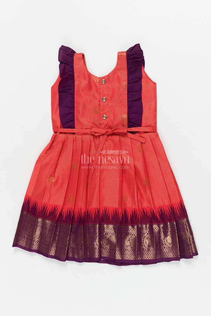 The Nesavu Girls Kanchi Silk Frock Baby Girl Silk Frock for Traditional Functions and Temple Visits Nesavu Nesavu baby girl silk frock for traditional occasions and festive family gatherings