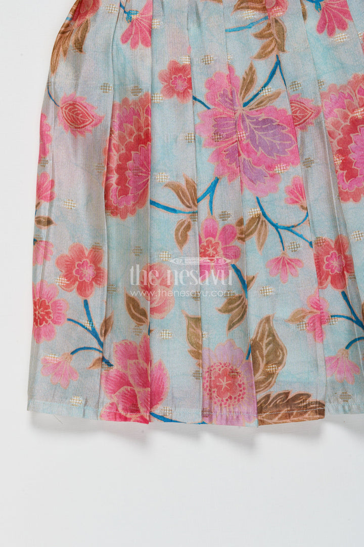 The Nesavu Silk Frock Baby Girl Silk Frock with Floral Digital Print for Birthdays and Casual Celebrations Nesavu Nesavu baby girl silk frock with floral digital print in Banaras art silk – ideal for birthday celebrations