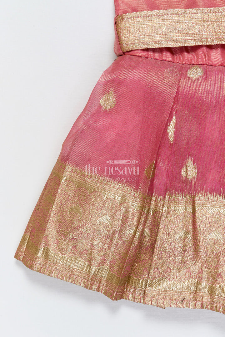 The Nesavu Silk Frock Baby Girl Silk Frock with Tissue Border for Naming Ceremony and Temple Visits Nesavu Nesavu baby girl silk frock tissue border naming ceremony traditional occasions