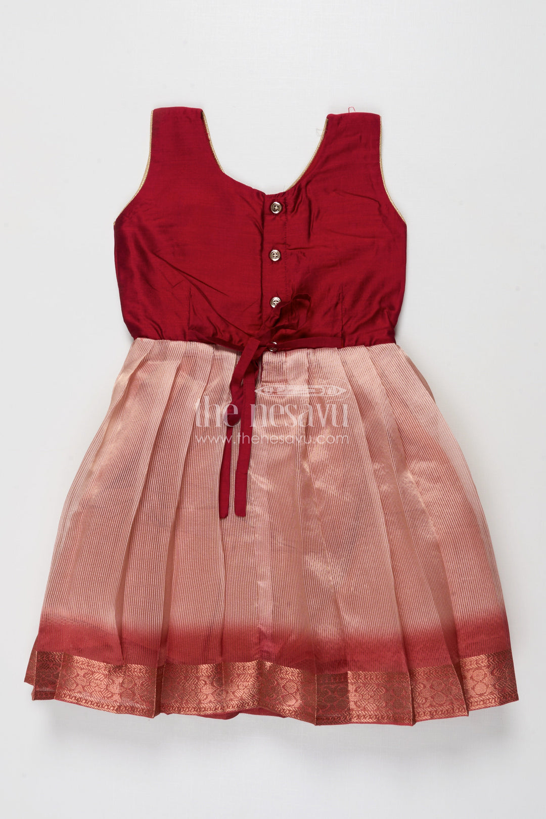 The Nesavu Silk Frock Baby Girl Silk Frock with Zari Border for Weddings and Festive Ceremonies Nesavu Nesavu baby girl silk frock with tissue silk pleats and zari border – perfect for weddings and family rituals