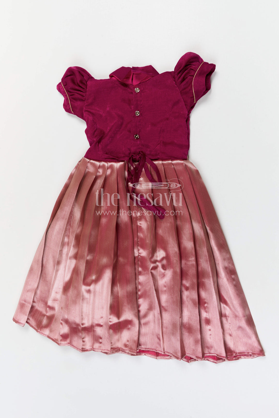 The Nesavu Girls Silk Gown Baby Girl Silk Gown for Birthdays and Festive Celebrations Nesavu Nesavu baby girl silk gown for birthdays and festive celebrations with velvet bodice and flared tissue skirt