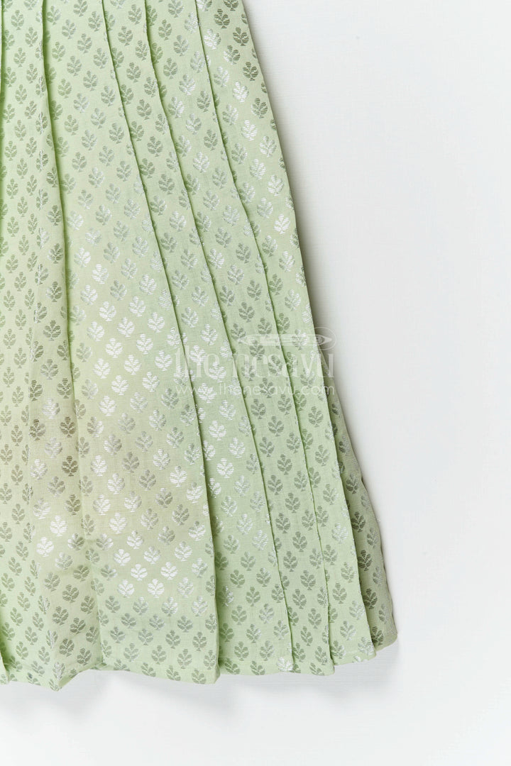 The Nesavu Girls Silk Gown Baby Girl Silk Gown for Festive Occasions and Traditional Wear Nesavu Nesavu baby girl silk gown for festive occasions with semi banaras silk and flared traditional design