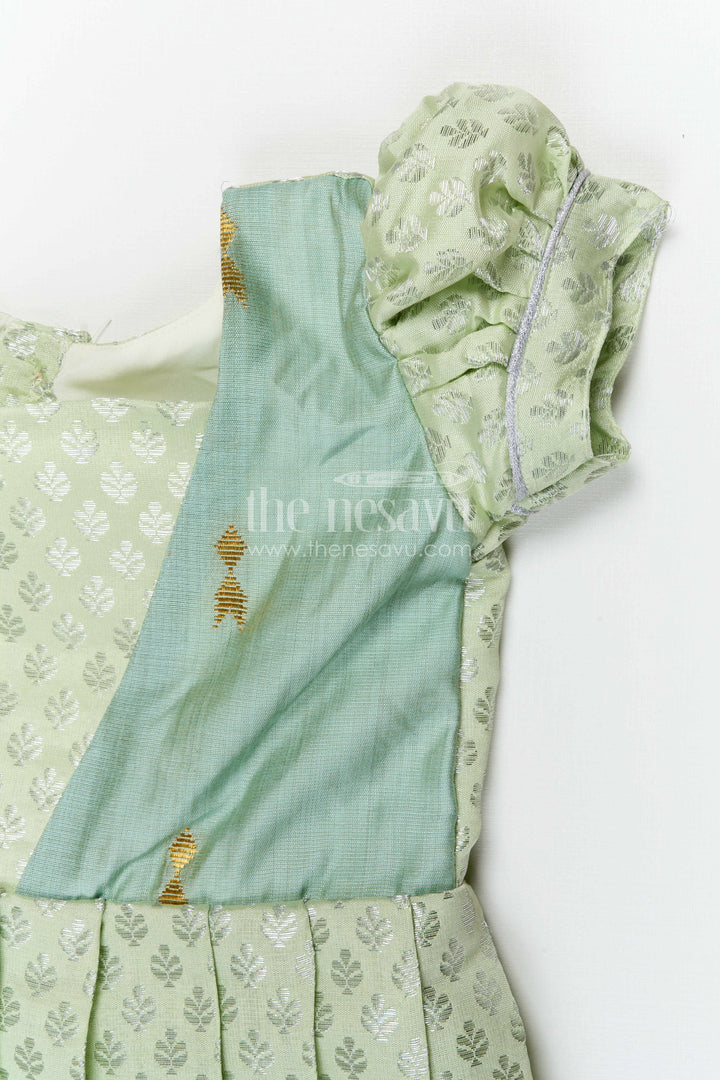 The Nesavu Girls Silk Gown Baby Girl Silk Gown for Festive Occasions and Traditional Wear Nesavu Nesavu baby girl silk gown for festive occasions with semi banaras silk and flared traditional design