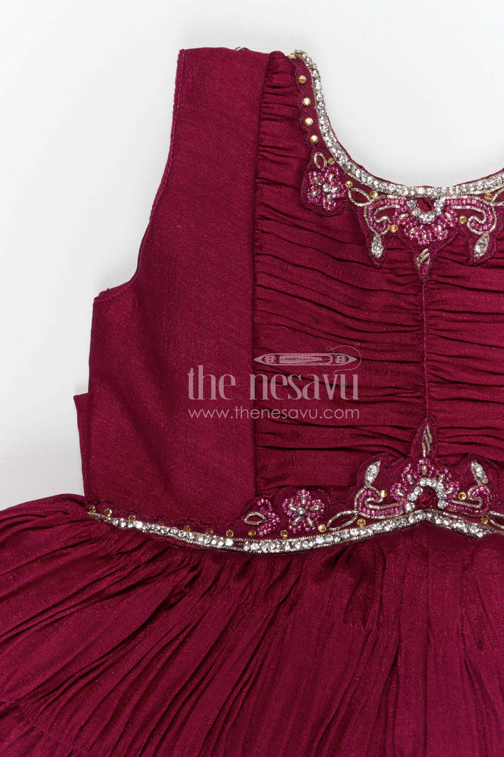 The Nesavu Silk Frock Baby Girl Silk Party Frock for Weddings and Special Celebrations Nesavu Nesavu baby girl georgette party frock with embroidered jacket for weddings and celebrations