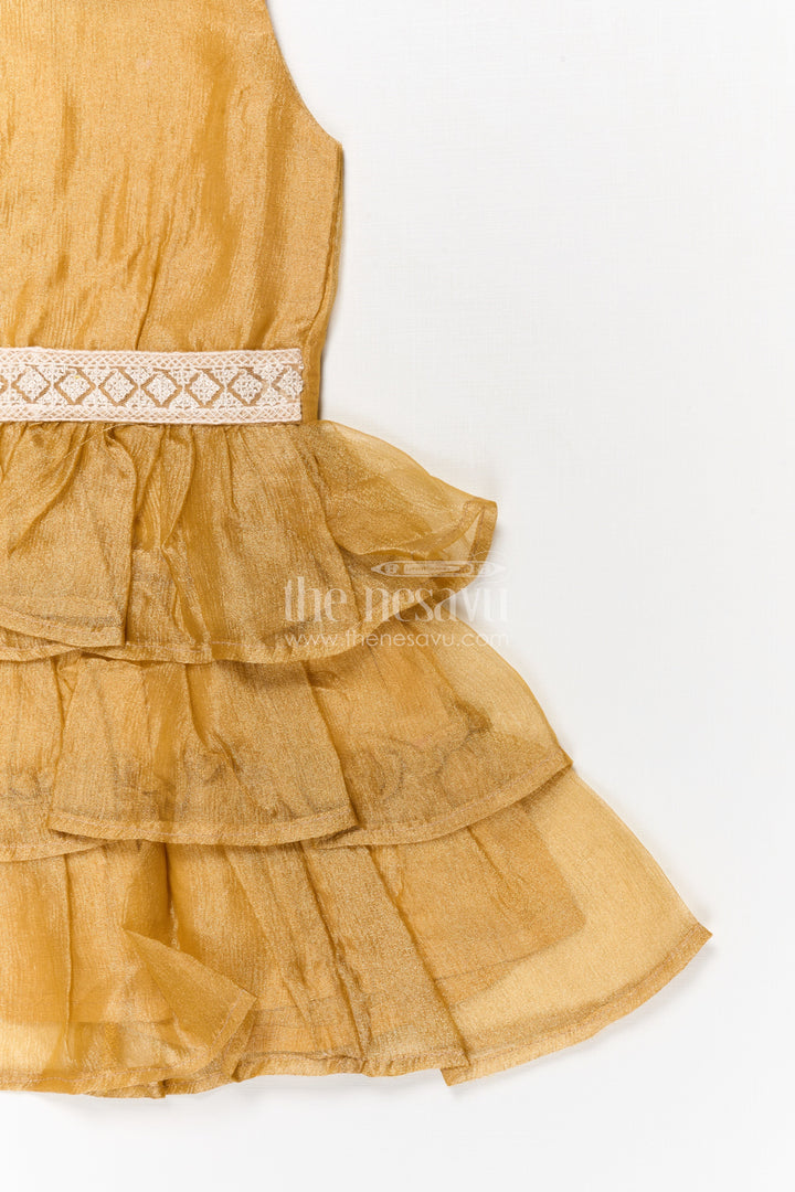 The Nesavu Girls Fancy Frock Baby Girl Sleeveless Frock for Festive Events and Special Photoshoots Nesavu Nesavu baby girl sleeveless party frock with ruffle tiers for birthdays and festive photos