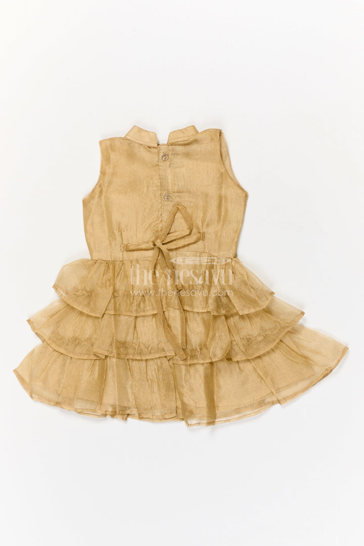 The Nesavu Girls Fancy Frock Baby Girl Sleeveless Frock for Traditional Celebrations and Milestone Photoshoots Nesavu Nesavu baby girl sleeveless frock with layered ruffles and lace belt for festive occasions