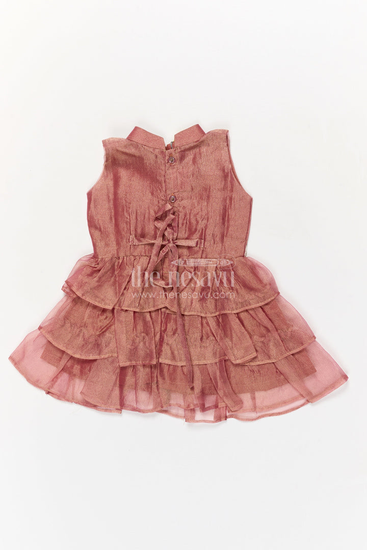 The Nesavu Girls Fancy Frock Baby Girl Sleeveless Frock for Weddings and Birthday Partywear Nesavu Nesavu sleeveless baby girl frock with lace belt and ruffle flare for festive occasions