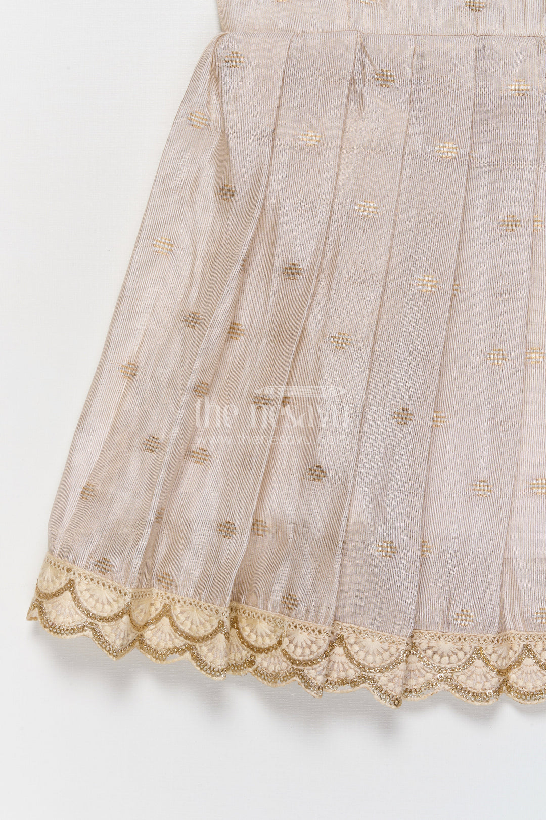 The Nesavu Tie-up Frock Baby Girl Tie-up Frock for Ethnic Functions and Naming Ceremonies Nesavu Nesavu baby girl ethnic frock with elephant embroidery and Banaras art silk for festive rituals