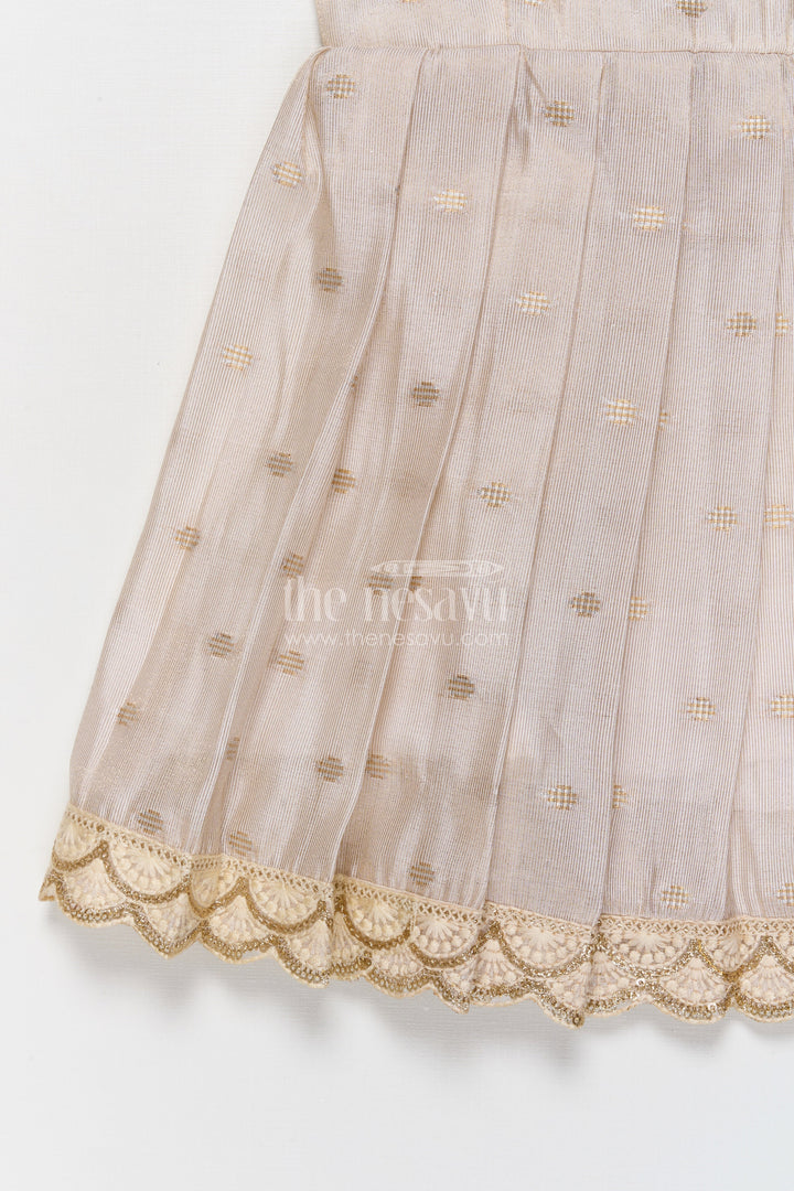 The Nesavu Tie-up Frock Baby Girl Tie-up Frock for Ethnic Functions and Naming Ceremonies Nesavu Nesavu baby girl ethnic frock with elephant embroidery and Banaras art silk for festive rituals