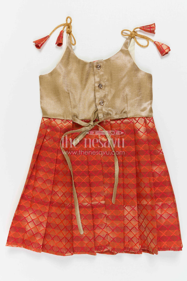 The Nesavu Tie-up Frock Baby Girl Tie up Frock for Festive Birthdays and Celebrations Nesavu Nesavu Baby Girl Tie Up Frock With Woven Festive Skirt For Birthdays And Traditional Celebrations