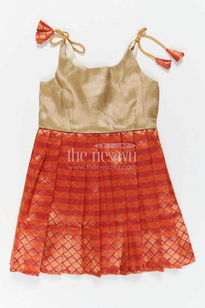 The Nesavu Tie-up Frock Baby Girl Tie up Frock for Festive Birthdays and Celebrations Nesavu Nesavu Baby Girl Tie Up Frock With Woven Festive Skirt For Birthdays And Traditional Celebrations