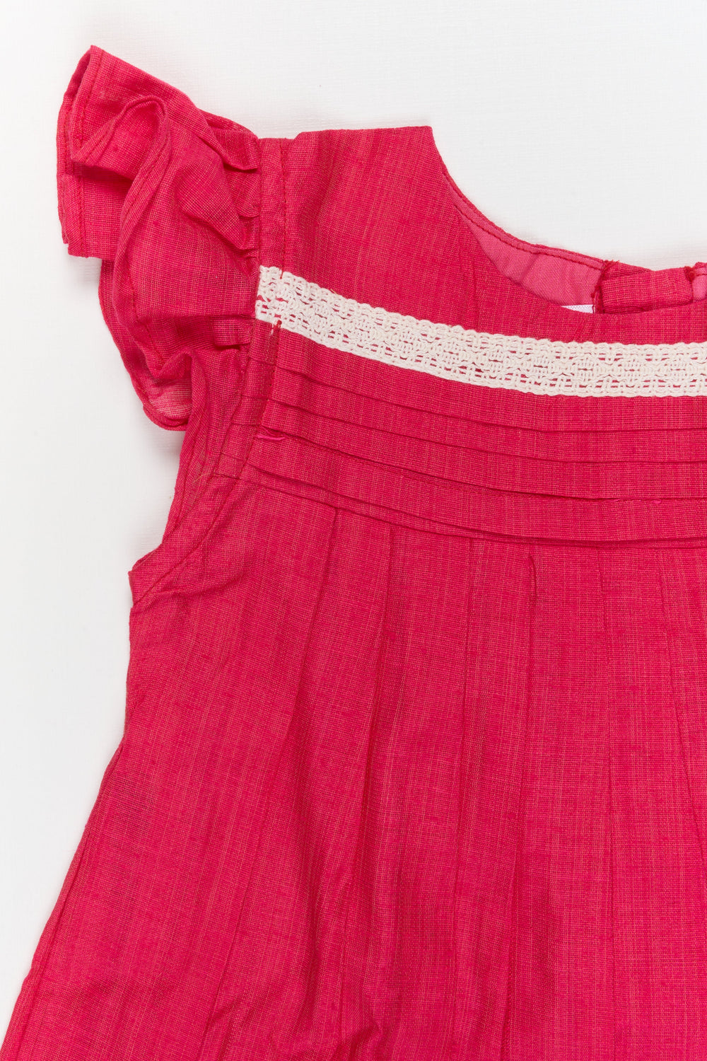 The Nesavu Girls Chanderi Frock Baby Girl Traditional Chanderi Frock with Pleated Yoke for Everyday Festive Wear Nesavu Nesavu baby girl chanderi frock with pleated yoke and lace for small functions and traditional moments