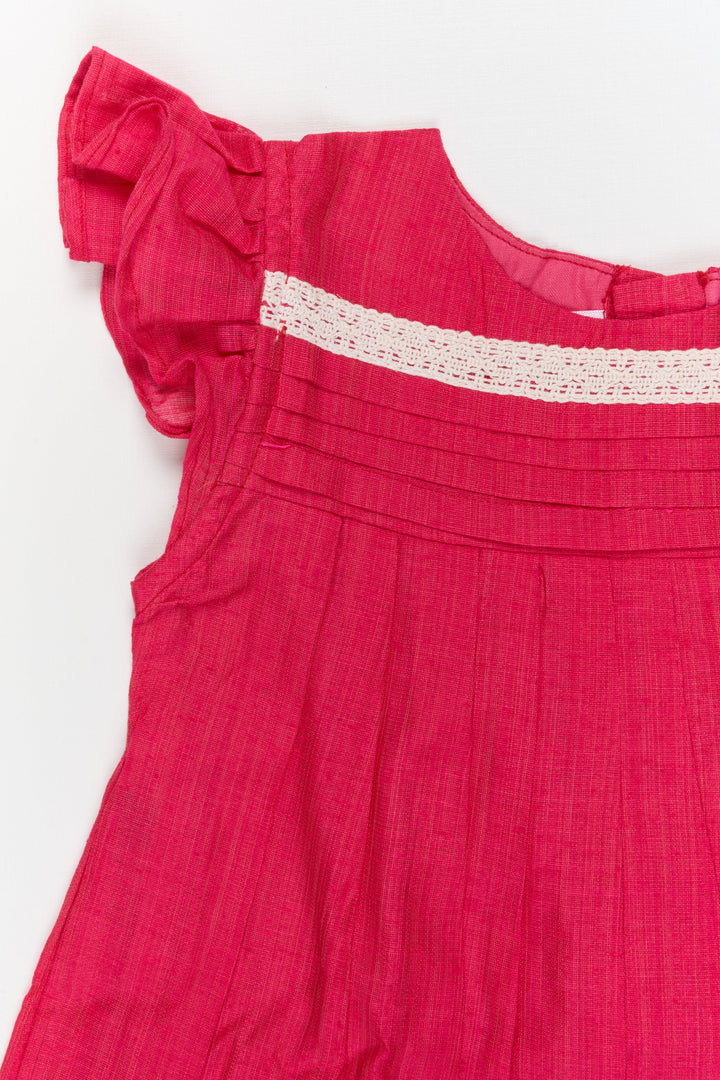 The Nesavu Girls Chanderi Frock Baby Girl Traditional Chanderi Frock with Pleated Yoke for Everyday Festive Wear Nesavu Nesavu baby girl chanderi frock with pleated yoke and lace for small functions and traditional moments