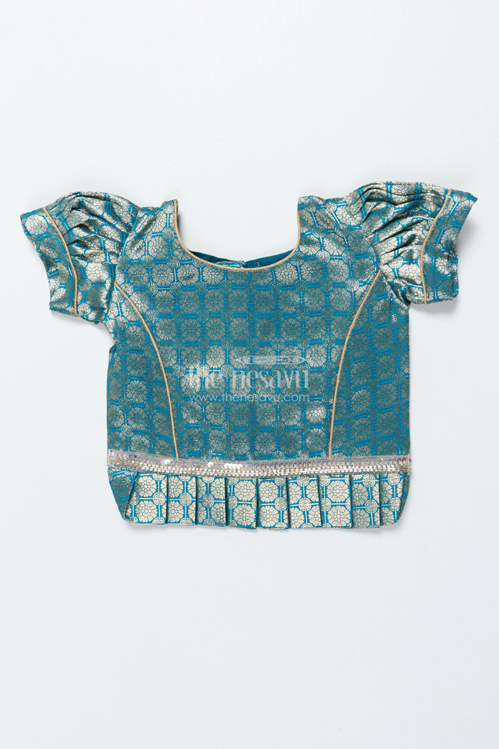 The Nesavu Pattu Pavadai Baby Girl Traditional Pattu Pavadai in Tissue Silk with Zari Finish Nesavu Nesavu baby girl golden tissue silk pattu pavadai with semi Banaras blouse for festive wear