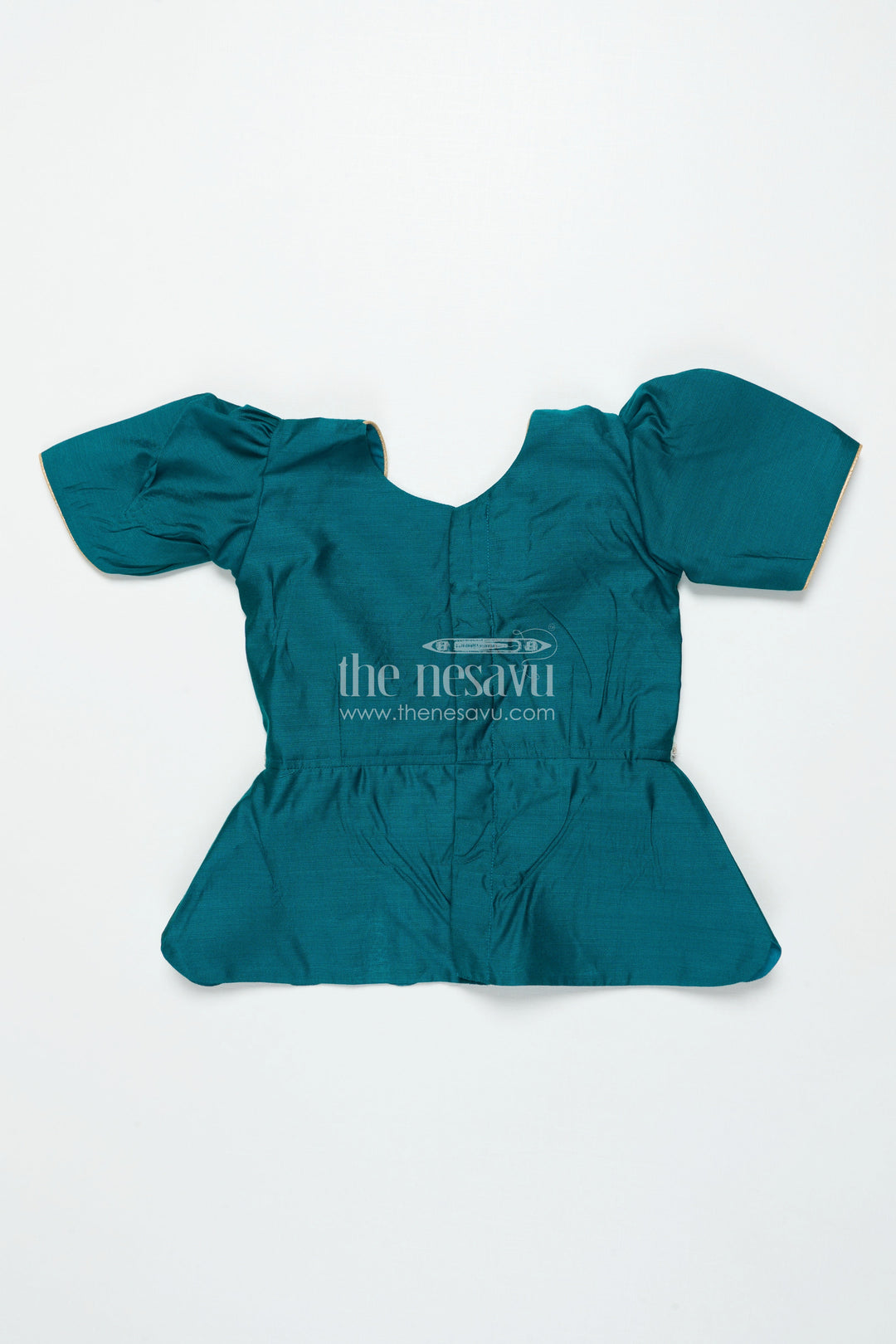 The Nesavu Pattu Pavadai Baby Girl Traditional Pattu Pavadai with Chanderi Yoke for Special Occasions Nesavu Nesavu baby girl pattu pavadai with chanderi yoke and Banaras skirt for traditional baby functions