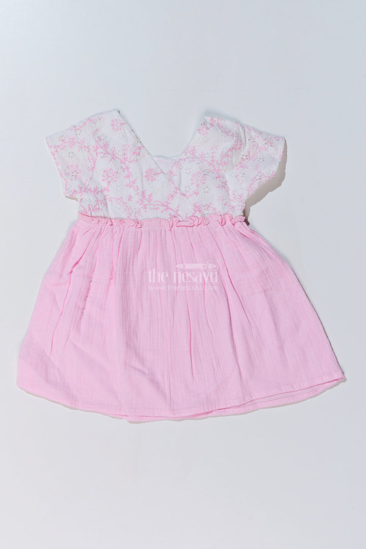The Nesavu Baby Cotton Frocks Baby Girls Cinderella Frock with Embroidered Lace Bodice and Flowy Cotton Skirt for a Fairytale Look Nesavu 10 (NB) / Pink BFJ737B-10 Nesavu Baby Girls Cinderella Frock Lace Bodice Cotton Flared Skirt a Princess Look