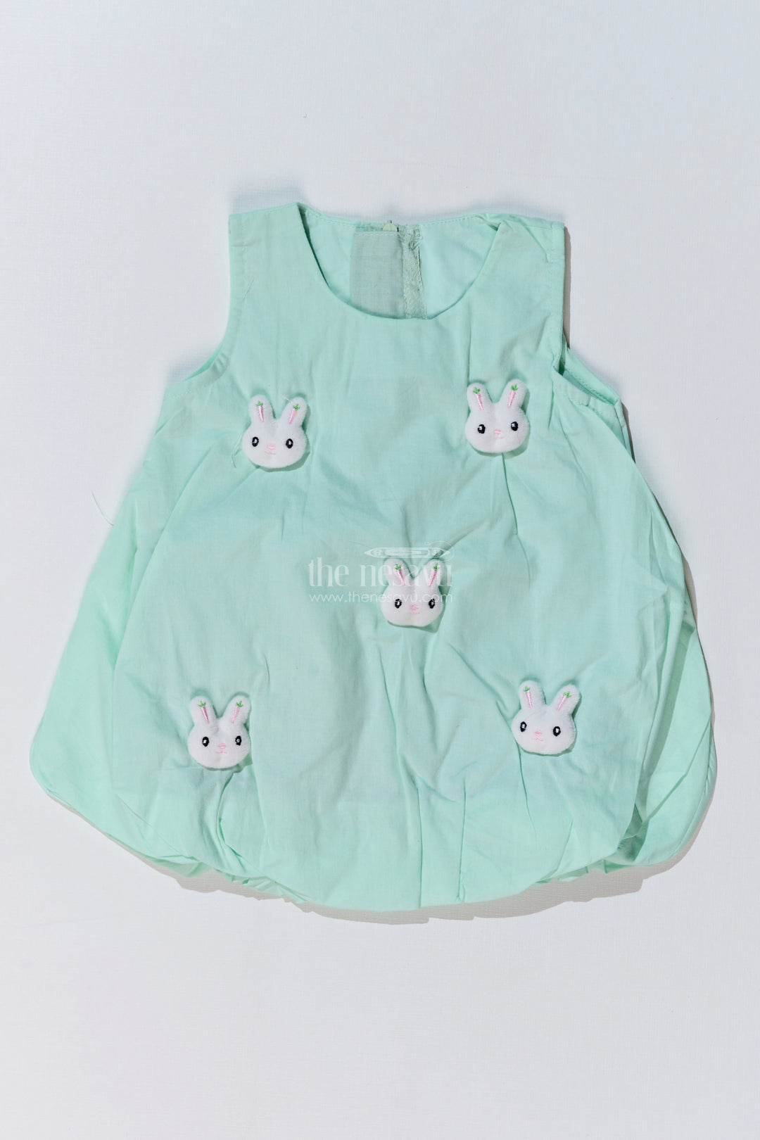 The Nesavu Baby Cotton Frocks Baby Girls Cotton Collection Frocks with Bunny Appliques and Soft Bubble Hem for Everyday Comfort Nesavu 14 (6M) / Green BFJ741C-14 Nesavu Baby Girls Cotton Collection Frocks Bunny Appliques Soft Bubble Hem