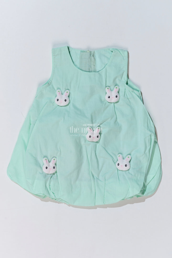 The Nesavu Baby Cotton Frocks Baby Girls Cotton Collection Frocks with Bunny Appliques and Soft Bubble Hem for Everyday Comfort Nesavu 14 (6M) / Green BFJ741C-14 Nesavu Baby Girls Cotton Collection Frocks Bunny Appliques Soft Bubble Hem