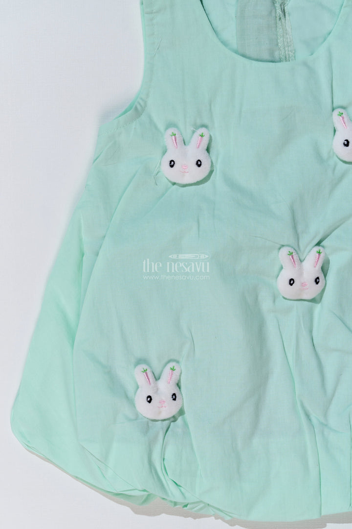 The Nesavu Baby Cotton Frocks Baby Girls Cotton Collection Frocks with Bunny Appliques and Soft Bubble Hem for Everyday Comfort Nesavu Nesavu Baby Girls Cotton Collection Frocks Bunny Appliques Soft Bubble Hem