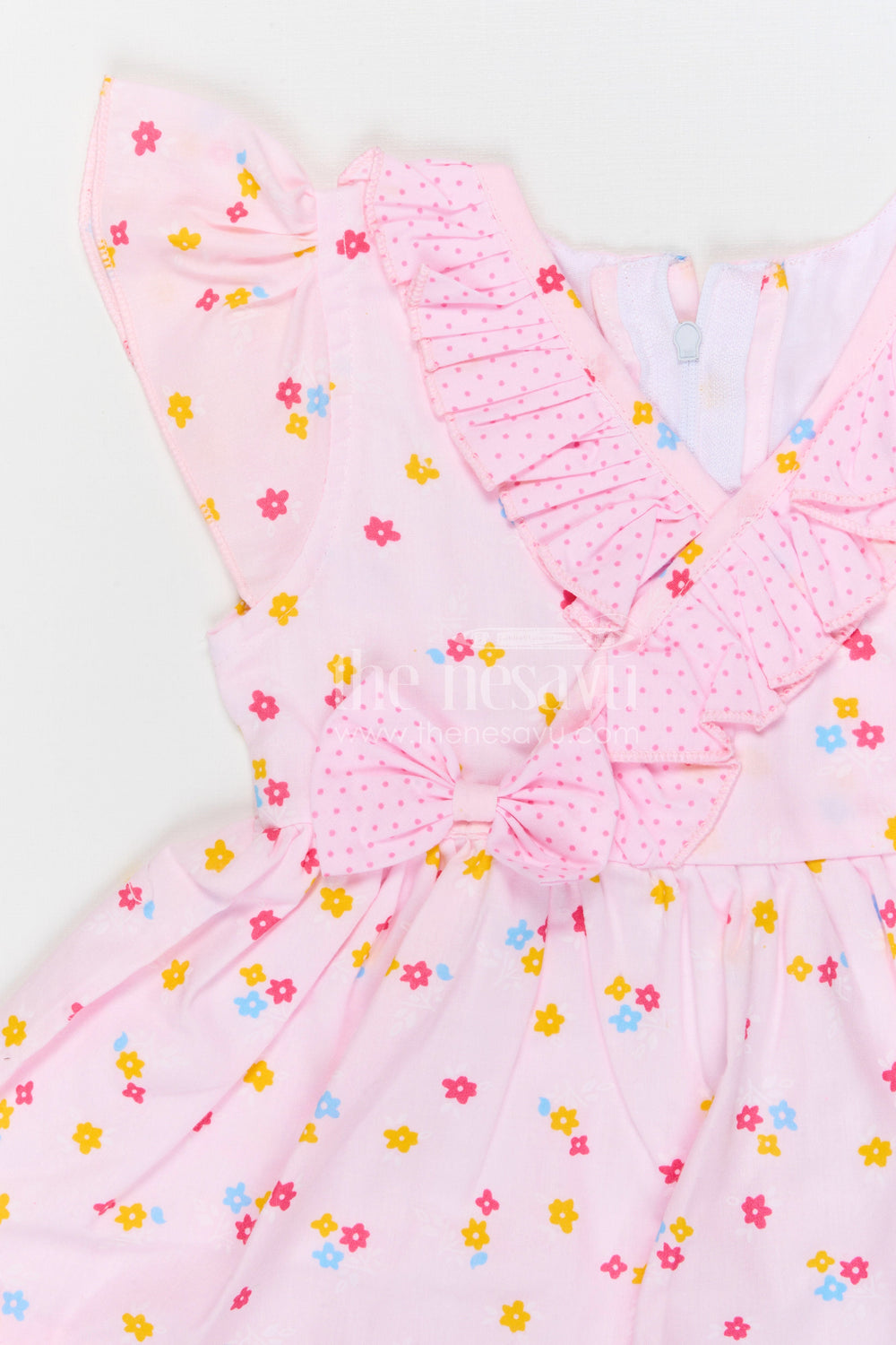 The Nesavu Baby Cotton Frocks Baby Girls Cotton Floral Frock with Ruffle Wrap Design Nesavu Nesavu baby girls cotton floral printed frock with ruffle wrap design for kids wear