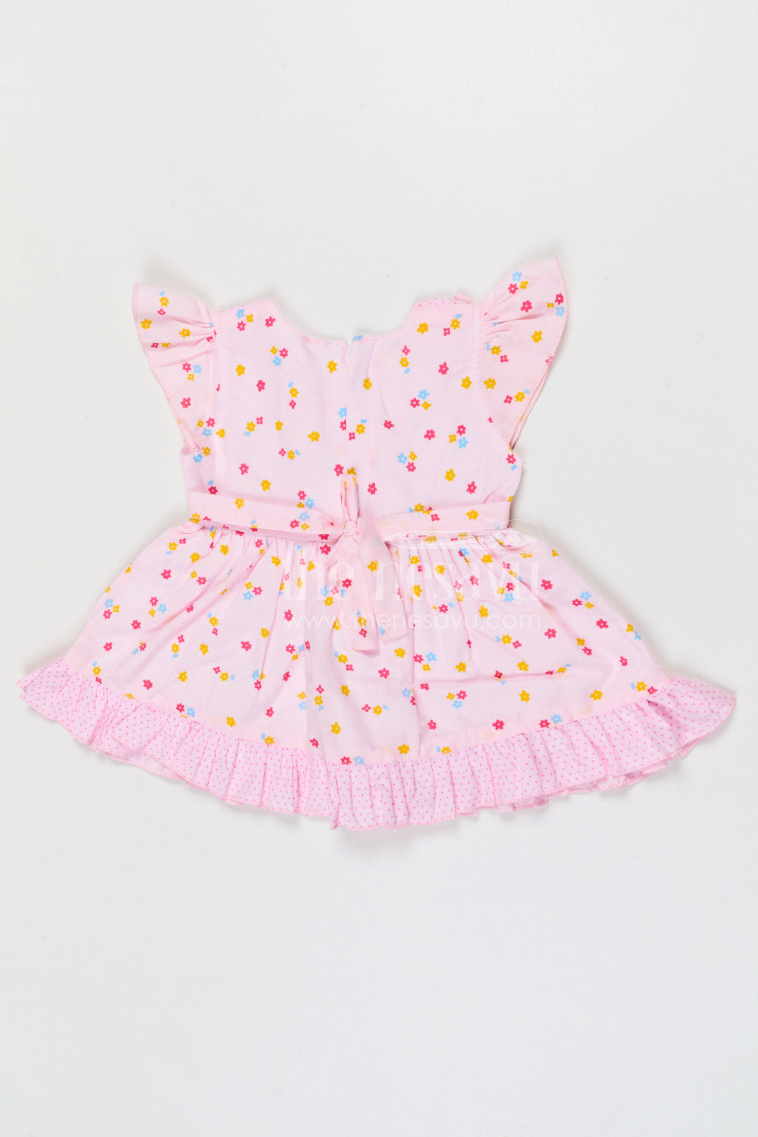 The Nesavu Baby Cotton Frocks Baby Girls Cotton Floral Frock with Ruffle Wrap Design Nesavu Nesavu baby girls cotton floral printed frock with ruffle wrap design for kids wear