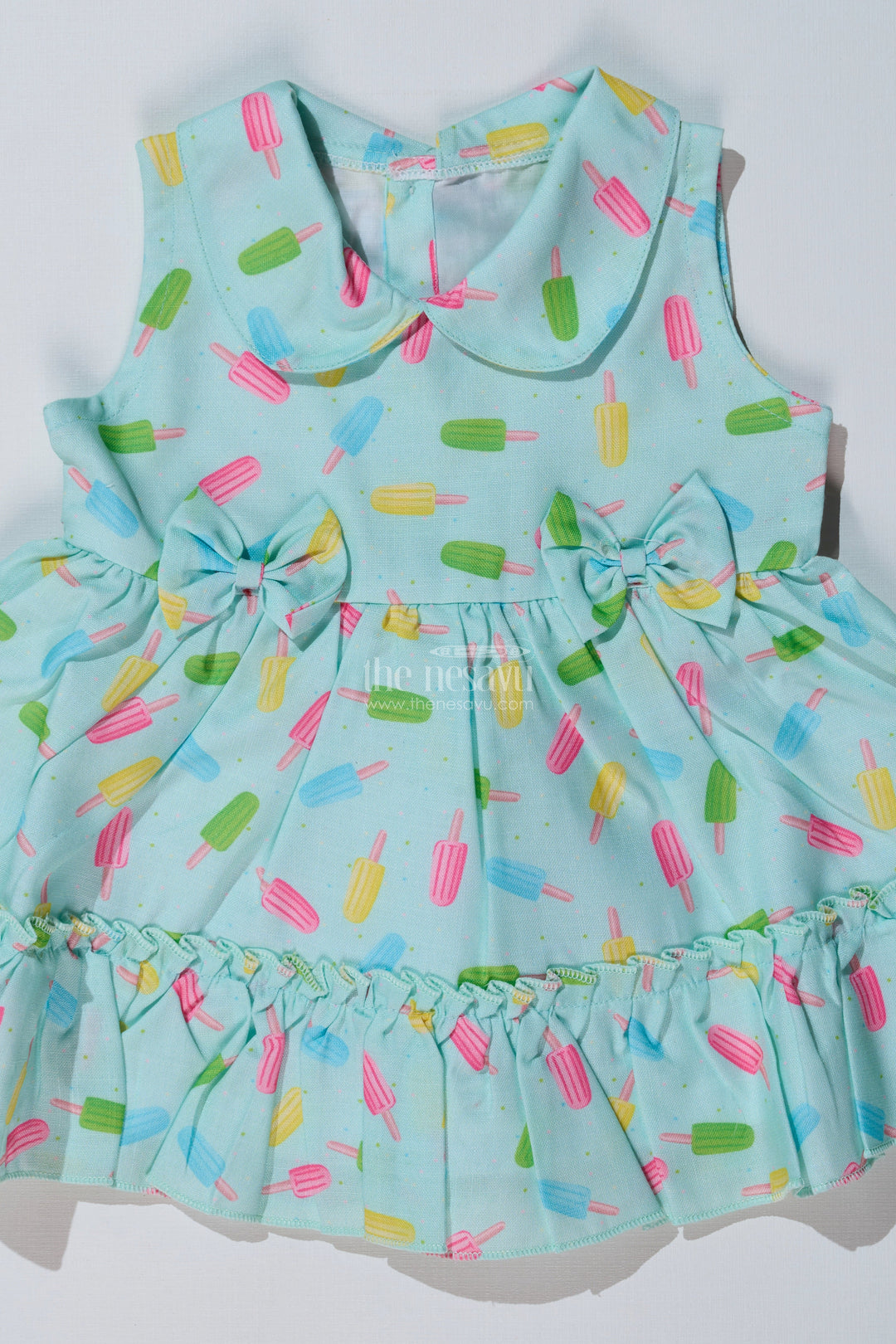 The Nesavu Baby Cotton Frocks Baby Girls Floral Print Short Frock with Ice Cream Motifs and Ruffled Hem for Everyday Style Nesavu Baby Girls Floral Print Short Frock Ice Cream Motifs Ruffled Hem | The Nesavu