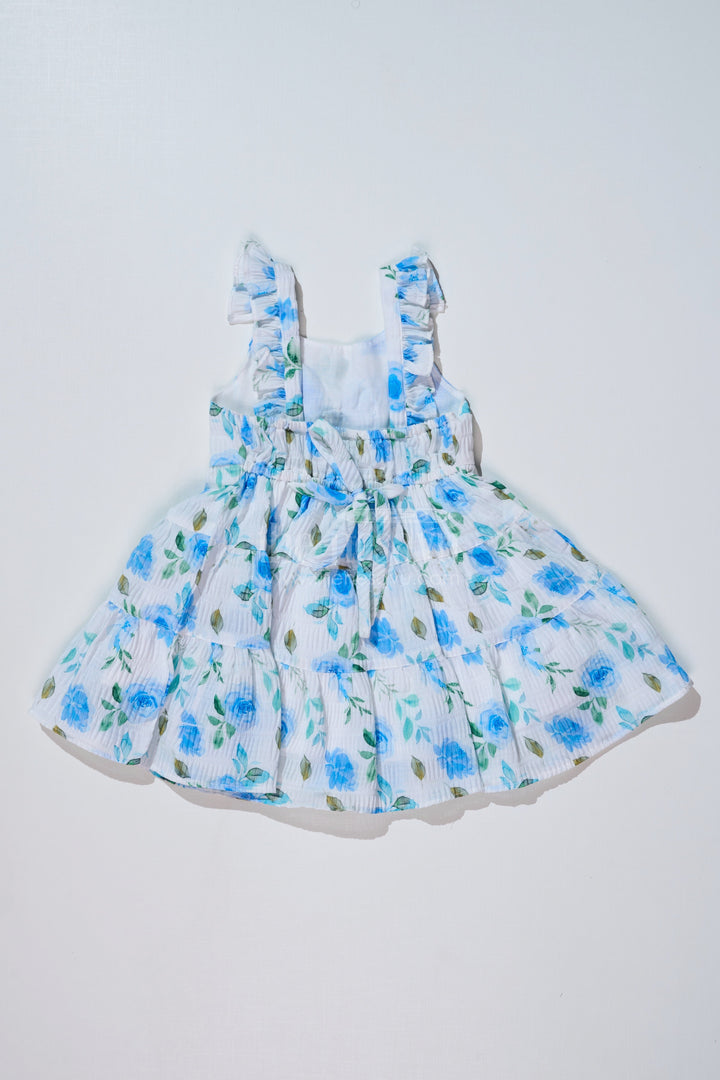 The Nesavu Baby Fancy Frock Baby Girls Floral Printed Frock in Blended Silk Popcorn Fabric with Bow Detail Nesavu Nesavu Baby Girls Floral Printed Frock Blended Silk Popcorn Fabric Bow