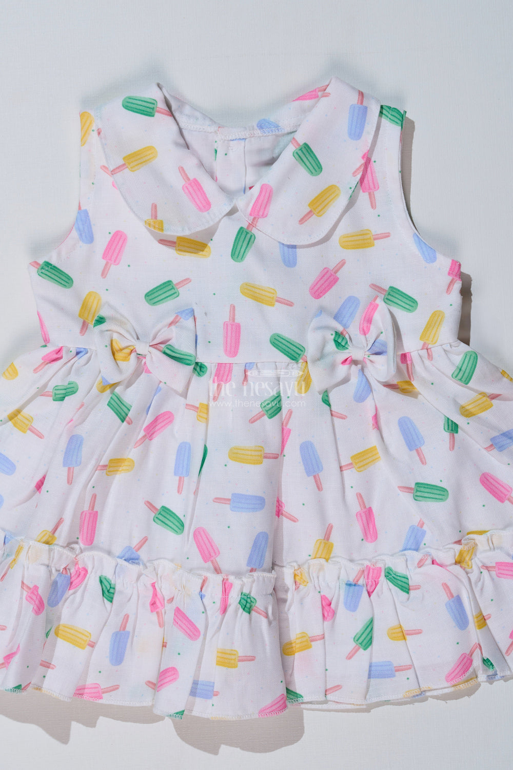 The Nesavu Baby Cotton Frocks Baby Girls Floral Summer Frock with Ice Cream Print and Soft Cotton Blend Fabric for a Breezy Look Nesavu Nesavu Baby Girls Floral Summer Frock Ice Cream Print Cotton Blend Fabric