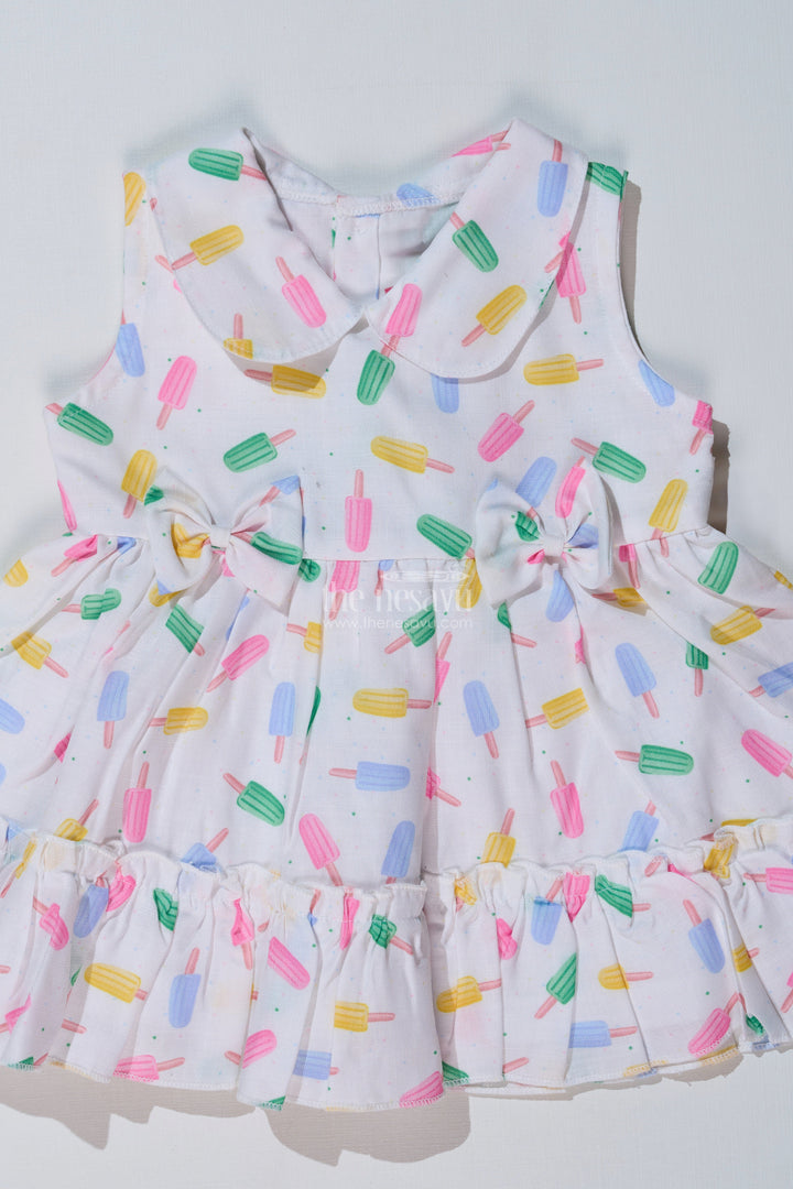The Nesavu Baby Cotton Frocks Baby Girls Floral Summer Frock with Ice Cream Print and Soft Cotton Blend Fabric for a Breezy Look Nesavu Nesavu Baby Girls Floral Summer Frock Ice Cream Print Cotton Blend Fabric