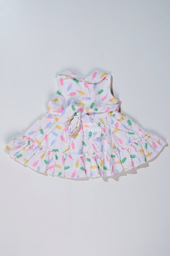 The Nesavu Baby Cotton Frocks Baby Girls Floral Summer Frock with Ice Cream Print and Soft Cotton Blend Fabric for a Breezy Look Nesavu Nesavu Baby Girls Floral Summer Frock Ice Cream Print Cotton Blend Fabric