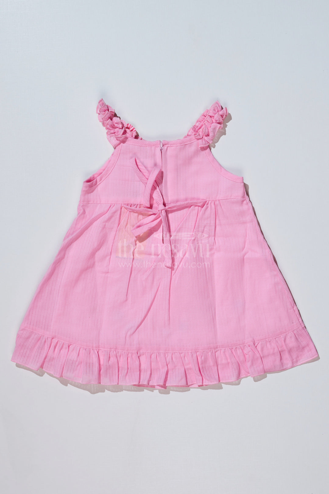 The Nesavu Baby Cotton Frocks Baby Girls Frock for Birthday in Cotton with Embroidered Floral Details and Ruffled Straps Nesavu Nesavu Baby Girls Frock Birthday Cotton Embroidered Floral Details Ruffled Straps