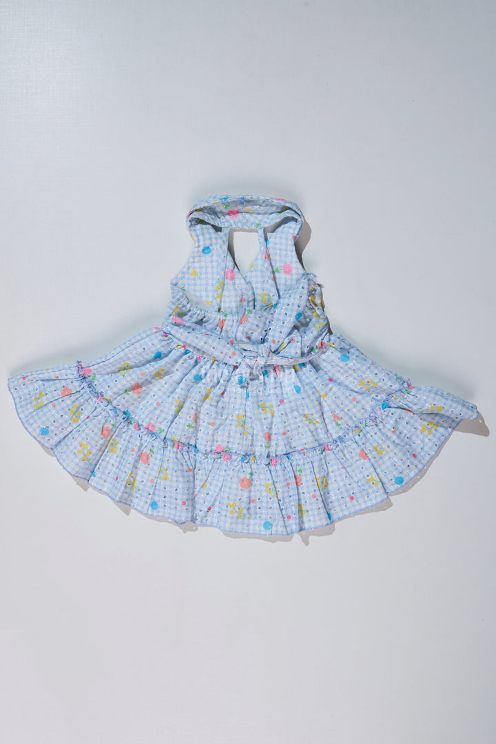 The Nesavu Baby Cotton Frocks Baby Girls Frock Suit Look with Blue Checked Pattern and Ruffled Layers for a Chic Outfit Nesavu Nesavu Baby Girls Frock Suit Look Checked Print Ruffled Layers Everyday Elegance