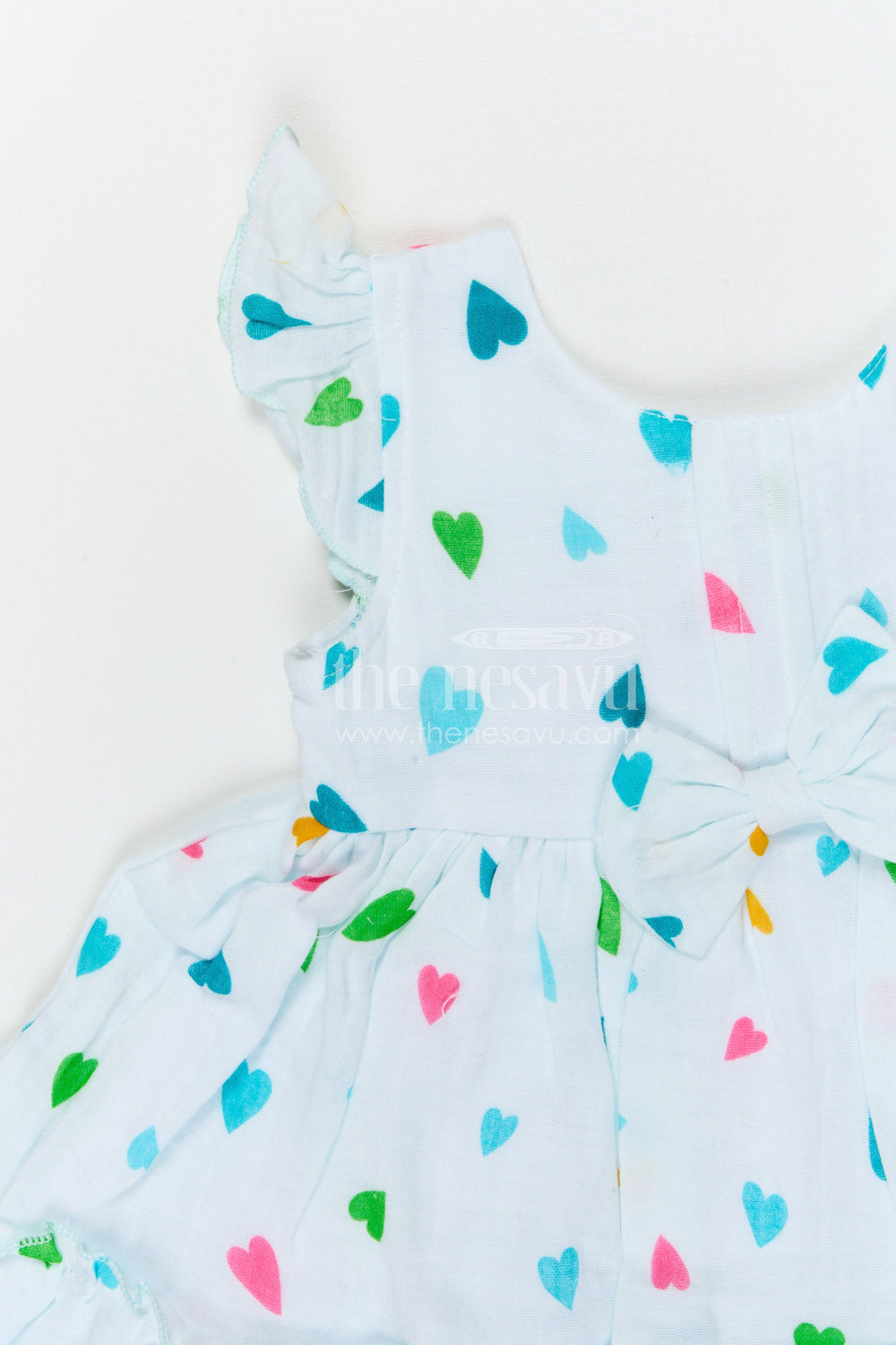 The Nesavu Baby Cotton Frocks Baby Girls Muslin Cotton Floral Printed Frock with Bow Detail Nesavu Nesavu baby girls muslin cotton floral printed frock with bow for summer baby wear