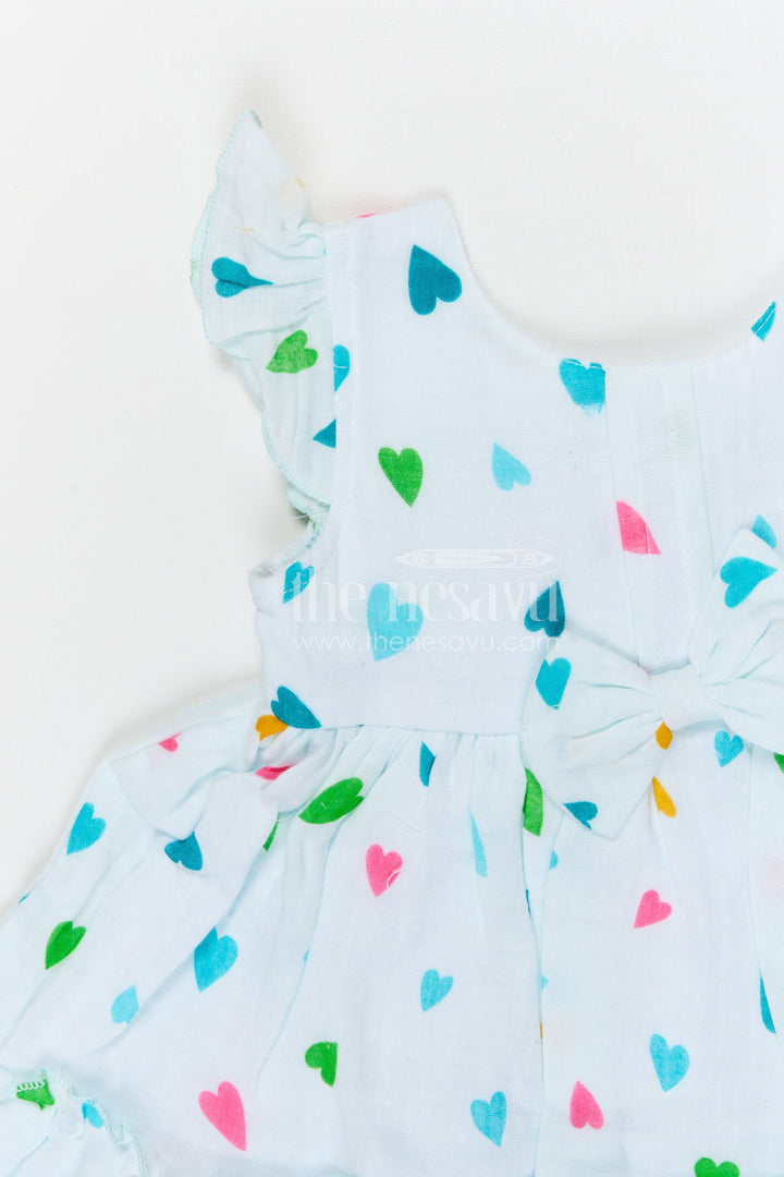 The Nesavu Baby Cotton Frocks Baby Girls Muslin Cotton Floral Printed Frock with Bow Detail Nesavu Nesavu baby girls muslin cotton floral printed frock with bow for summer baby wear