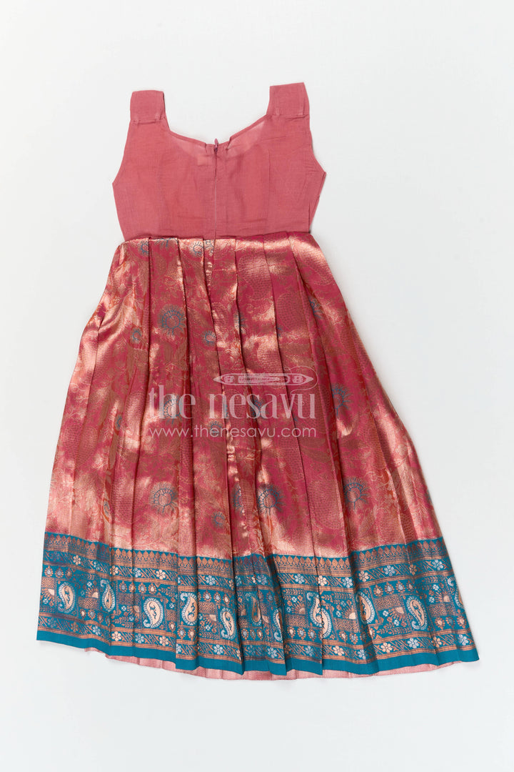 The Nesavu Pattu Pavadai Baby Girls Pattu Pavadai for Temple and Traditional Wear Nesavu 26 (6Y) / Green / Banarasi GPP378B-26 Nesavu baby girl pattu pavadai for festive occasions with semi banaras silk and comfortable traditional peplum design