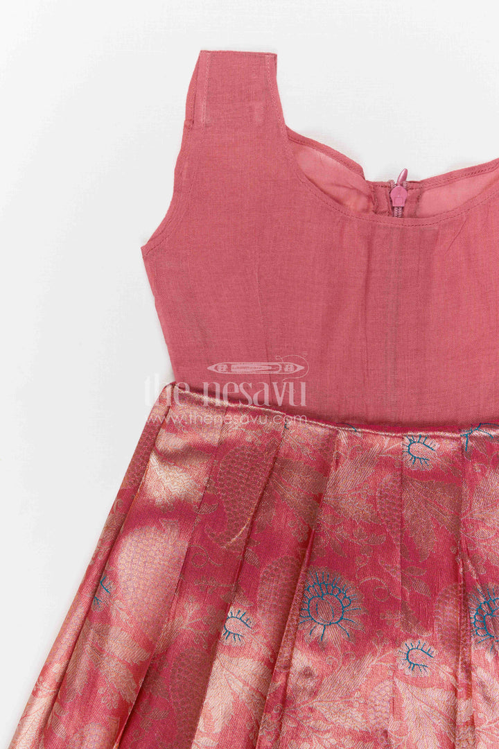 The Nesavu Pattu Pavadai Baby Girls Pattu Pavadai for Temple and Traditional Wear Nesavu 26 (6Y) / Green / Banarasi GPP378B-26 Nesavu baby girl pattu pavadai for festive occasions with semi banaras silk and comfortable traditional peplum design