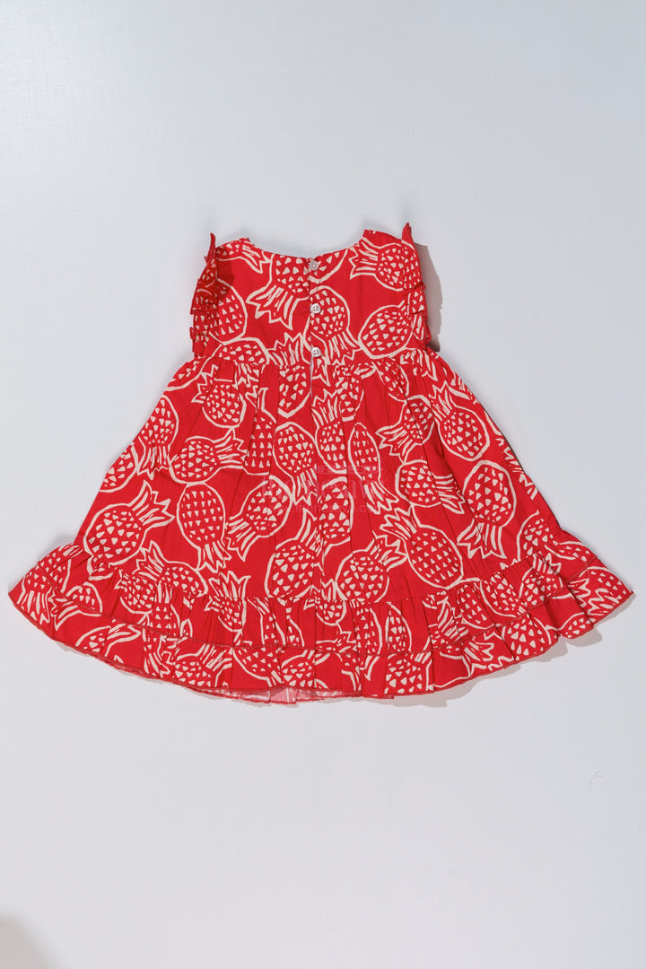 The Nesavu Baby Cotton Frocks Baby Girls Red Short Frock with Playful Printed Design and Ruffled Hem for Everyday Comfort Nesavu Nesavu Baby Girls Red Short Frock Playful Print Ruffled Hem Casual Wear