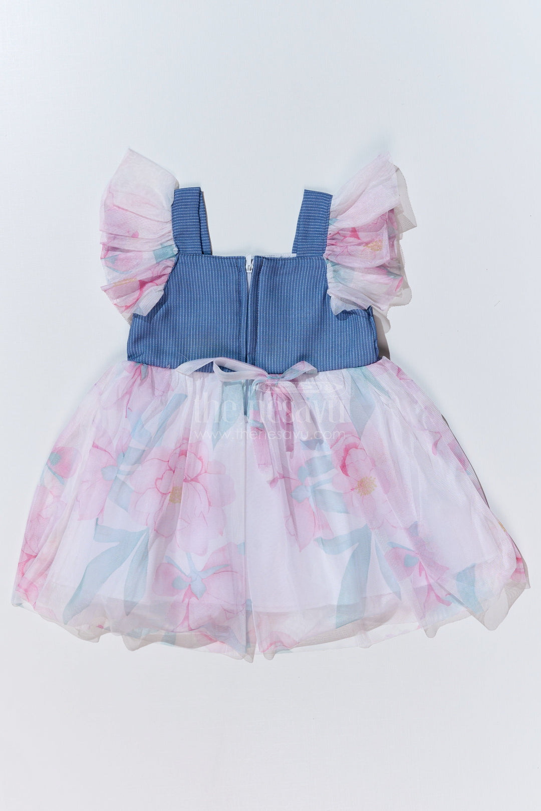 The Nesavu Baby Fancy Frock Baby Girls Super Soft Net Digital Printed Half Frock Dress with Ruffled Sleeves and Contrast Bodice Nesavu Nesavu Baby Girls Super Soft Net Digital Printed Half Frock Dress Ruffles Contrast Bodice