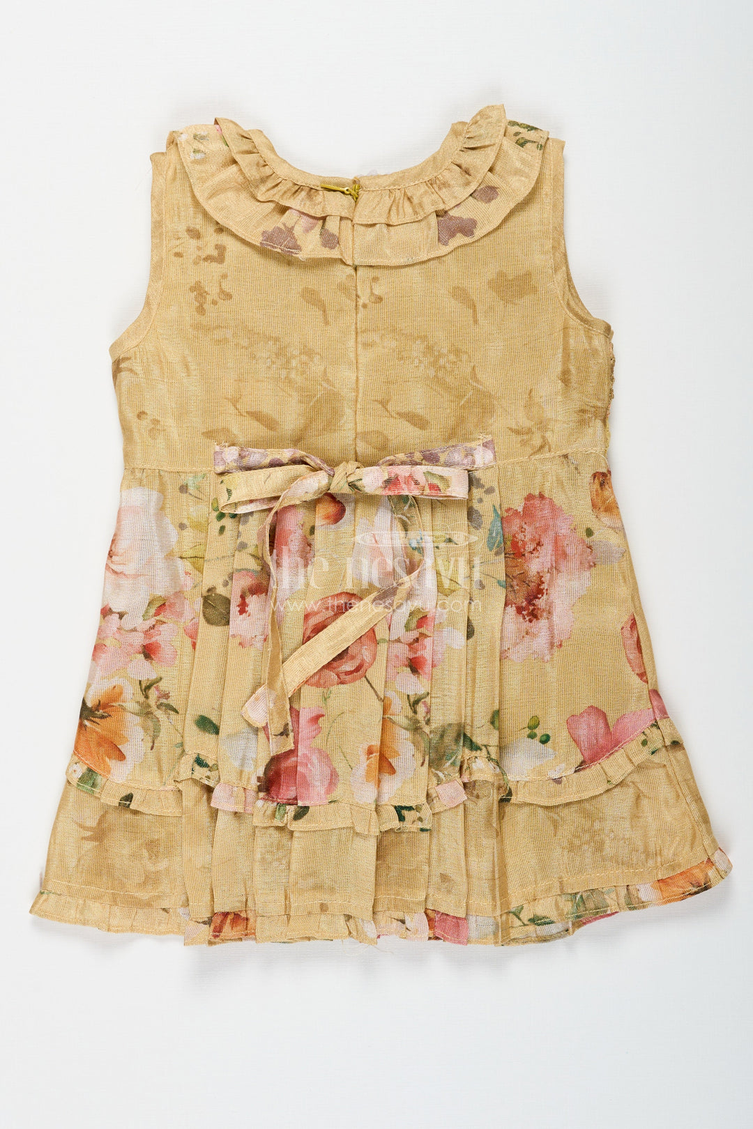 The Nesavu Baby Cotton Frocks Baby Girls Tissue Summer Frock for Baby with Floral Digital Print and Sequins Embroidered Yoke Nesavu Nesavu Baby Girls Summer Frock with Floral Digital Print and Sequin Embroidered Yoke for Everyday Wear