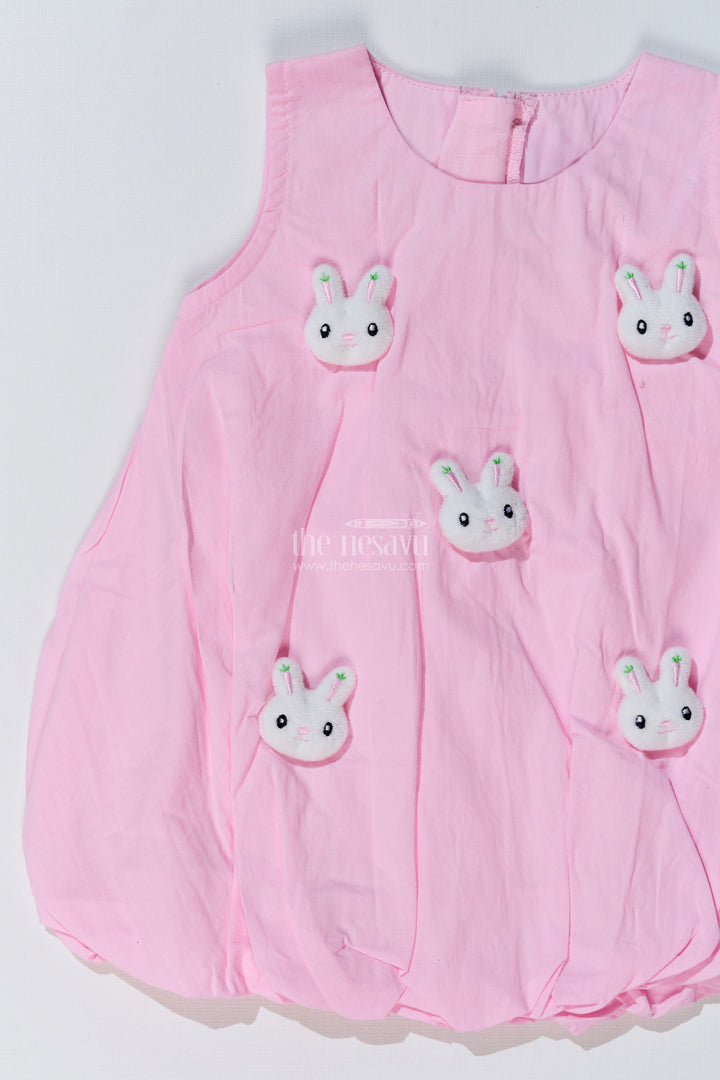 The Nesavu Baby Cotton Frocks Baby Girls Trendy Summer Frocks with Bunny Appliques and Bubble Hem for a Playful Look Nesavu Nesavu Baby Girls Trendy Summer Frocks Bunny Appliques Bubble Hem Cute Outfits