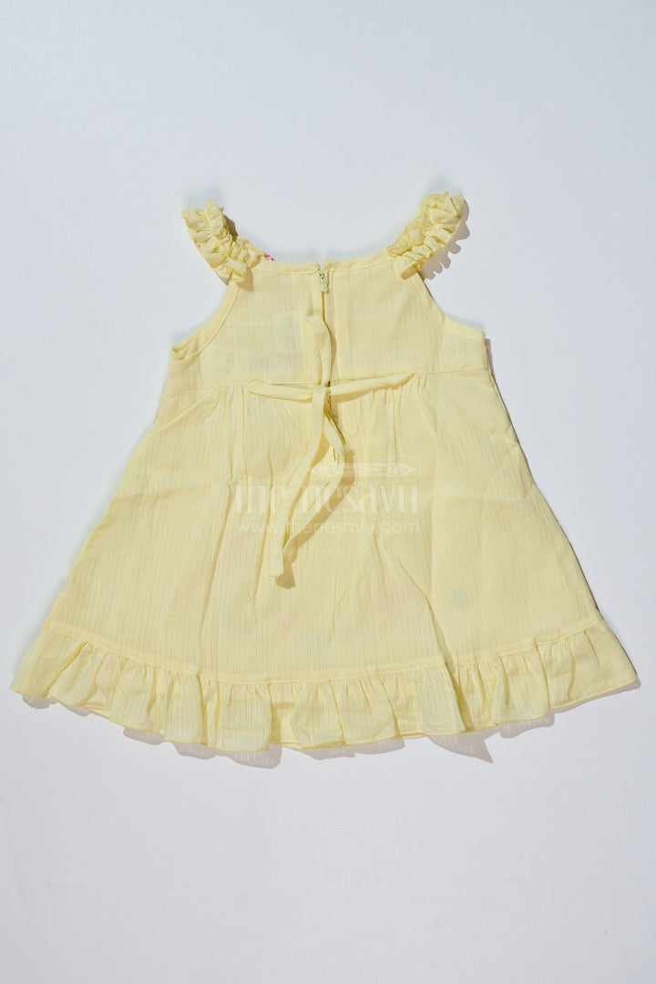 The Nesavu Baby Cotton Frocks Baby Girls Yellow Cotton Frock with Floral Embroidery and Ruffled Straps for Everyday Wear Nesavu Nesavu Baby Girls Yellow Cotton Frock Floral Embroidery Ruffled Straps