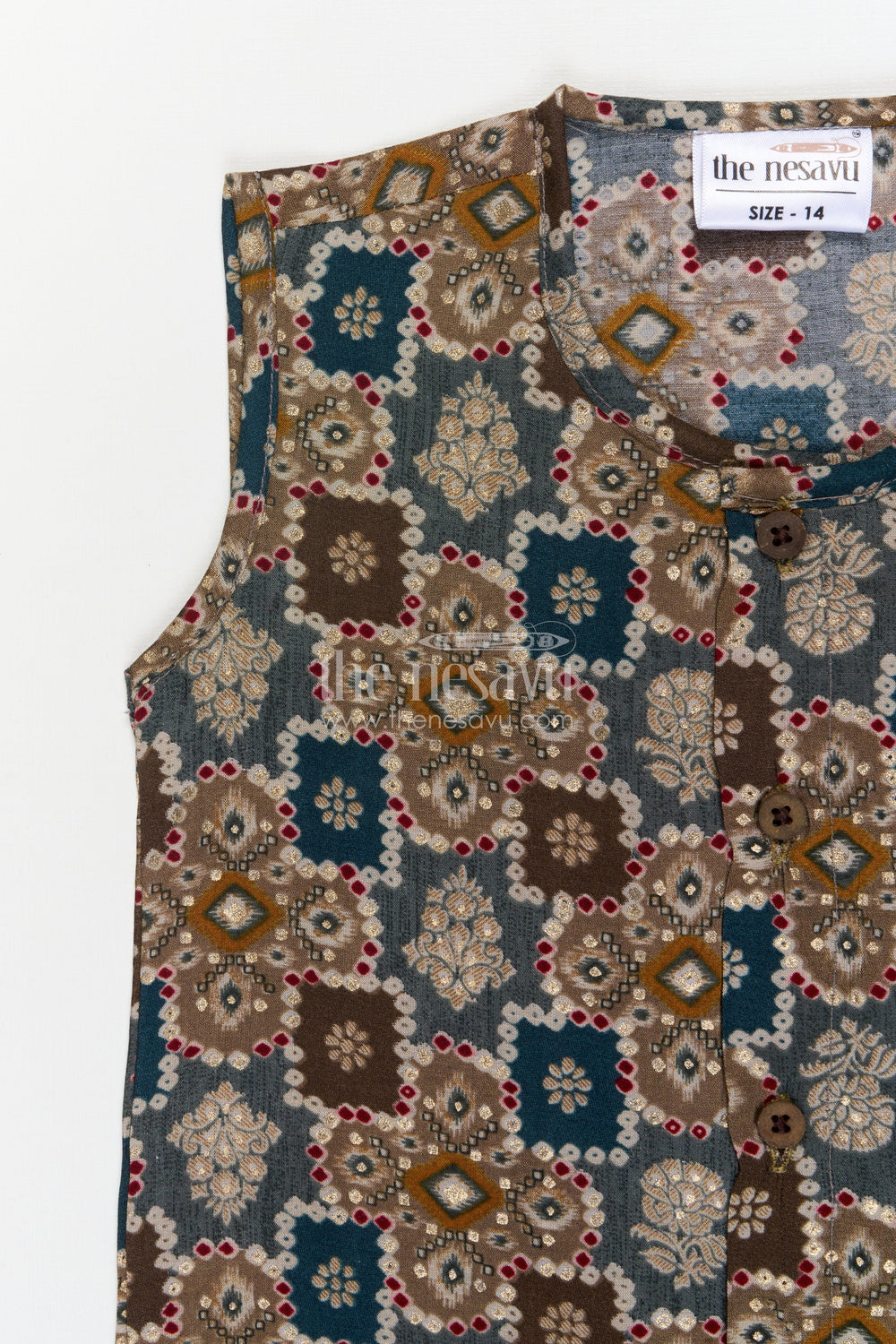 The Nesavu Baby Jablas Baby Jabla Top for Breezy Summer Comfort and Daily Dressing Nesavu 10 (NB) / Green / Viscose Silk IF039A-10 Nesavu baby jabla in soft modal silk with ethnic prints – perfect for summer and everyday wear