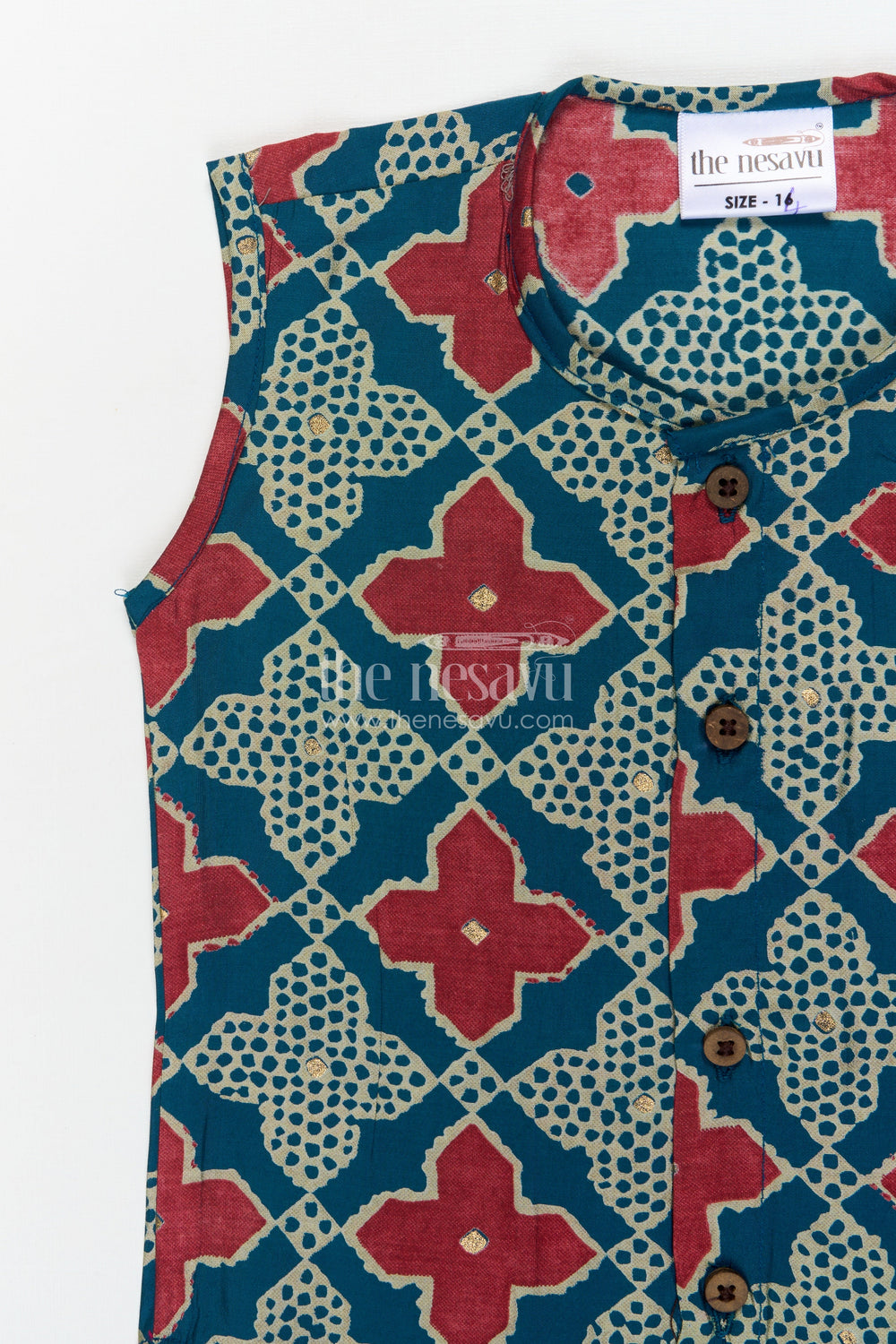 The Nesavu Baby Jablas Baby Jabla Top for Relaxed Dressing and Everyday Comfort Nesavu 10 (NB) / Green / Viscose Silk IF038B-10 Nesavu modal silk baby jabla with button front and breathable sleeveless fit – ideal for daily wear