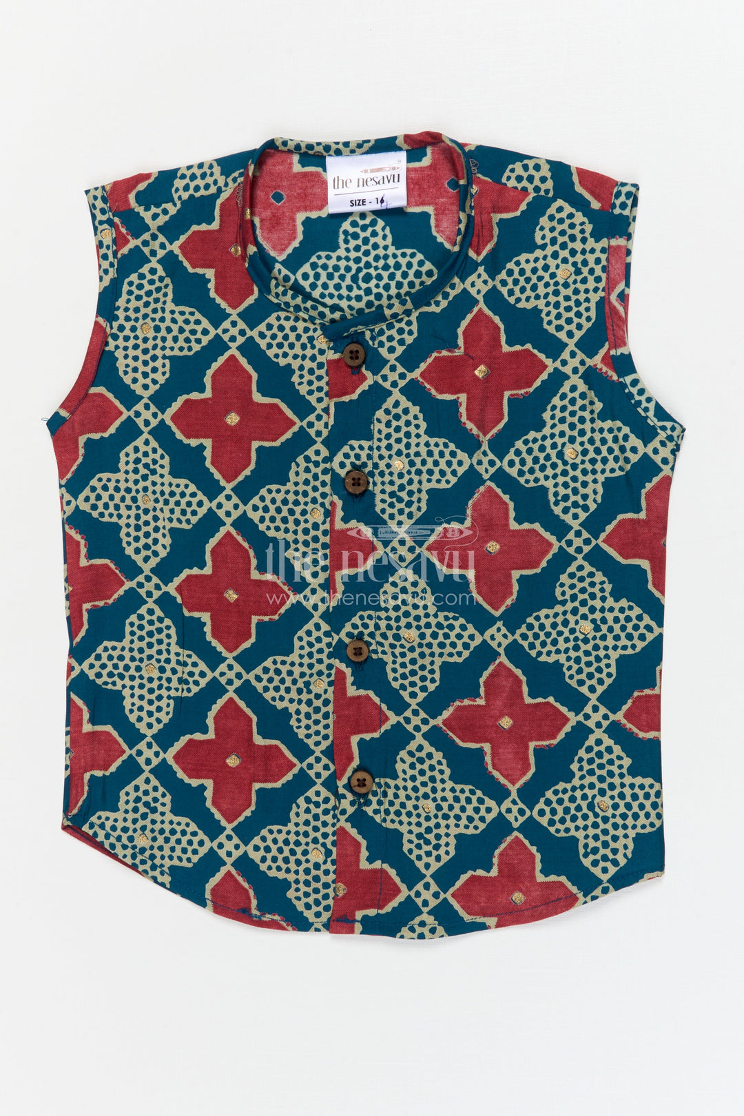 The Nesavu Baby Jablas Baby Jabla Top for Relaxed Dressing and Everyday Comfort Nesavu 10 (NB) / Green / Viscose Silk IF038B-10 Nesavu modal silk baby jabla with button front and breathable sleeveless fit – ideal for daily wear