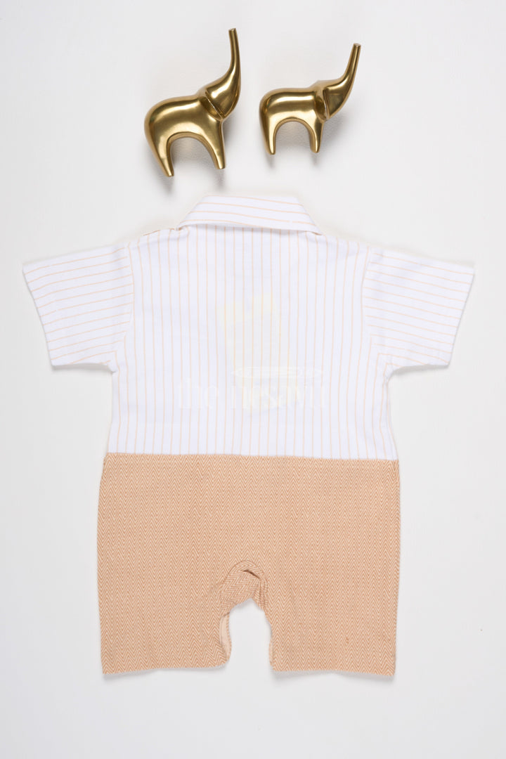 The Nesavu Baby Rompers/Onesies Baby Orange Romper with Vintage-Inspired Suspenders and Bow Tie for Special Gatherings Nesavu Nesavu Baby Orange Baby Romper Bow Tie Suspenders Train Embroidery Formal Gatherings