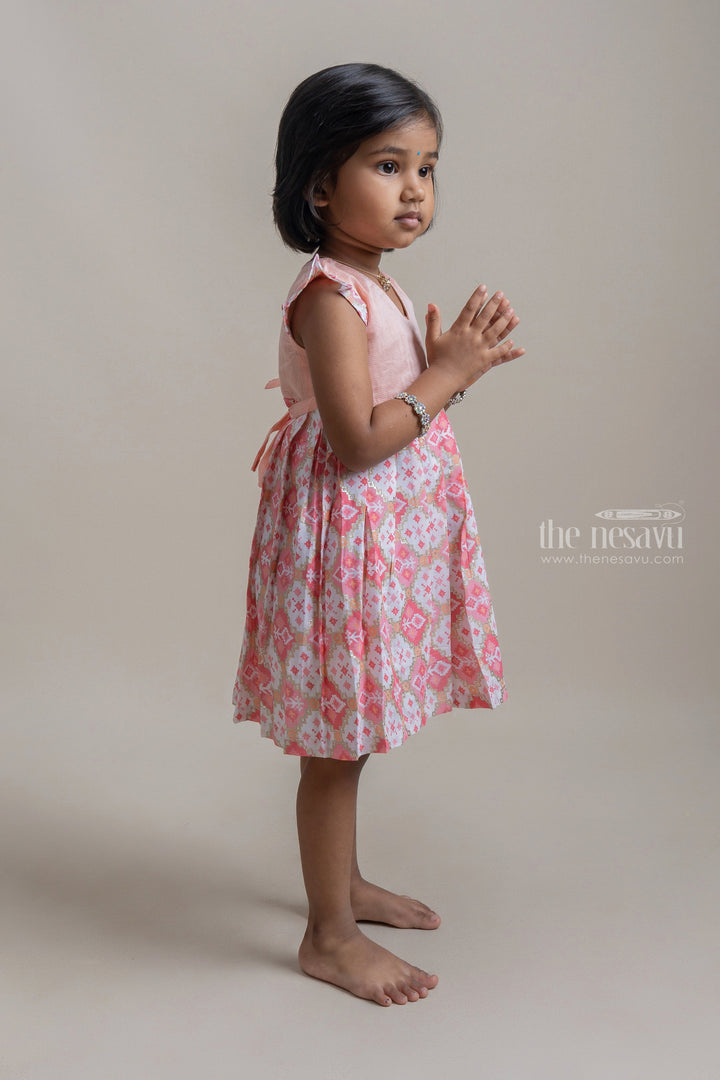 The Nesavu Girls Cotton Frock Baby Pink Soft Cotton Butterfly Sleeve Baby Gown Nesavu Latest Cotton Sleeve Design Ideas | Baby Pink Frocks Online | The Nesavu