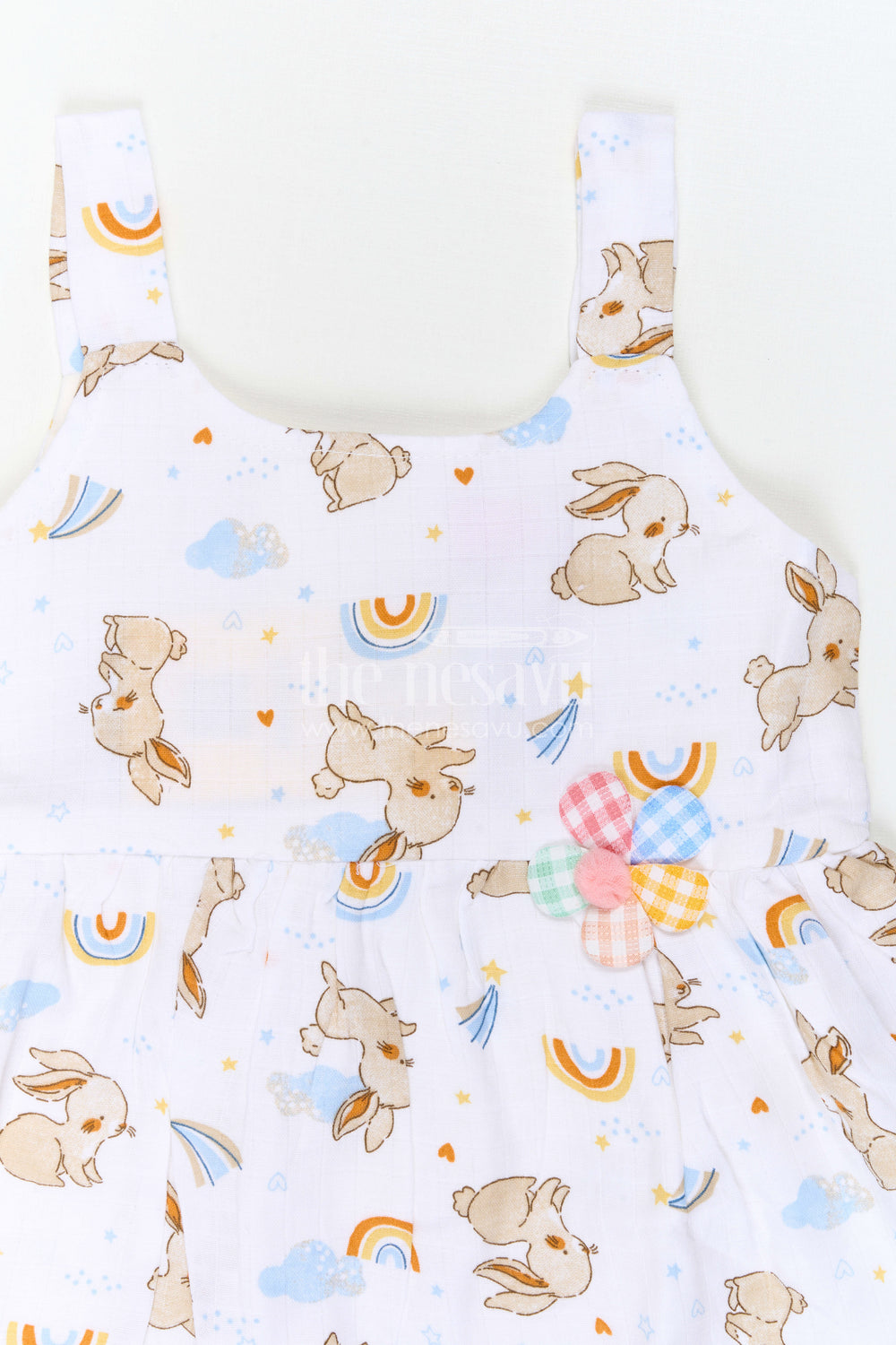 The Nesavu Baby Cotton Frocks Baby Printed Frock for Playful Day Photoshoots Nesavu Nesavu Baby Printed Frock For Playful Day Photoshoots With Muslin Cotton And Bunny Print