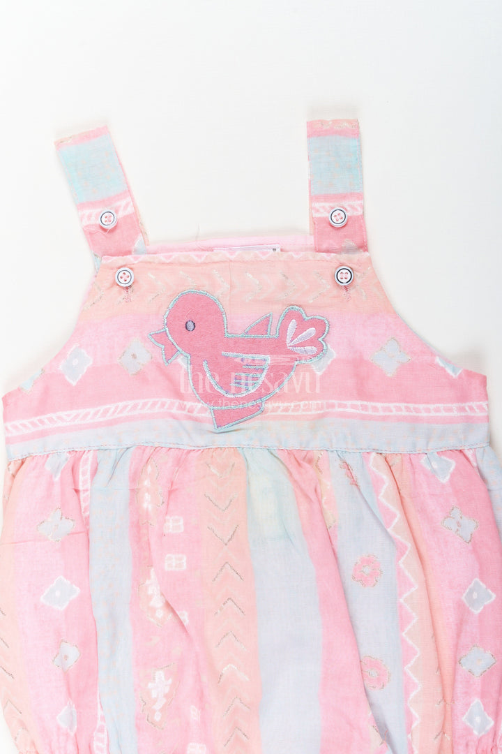 The Nesavu Baby Rompers/Onesies Baby Summer Rompers in Cotton Blend with Bird Appliqué and Soft Pastel Colors Nesavu Nesavu Baby Summer Rompers Cotton Blend Bird Appliqu Adjustable Straps