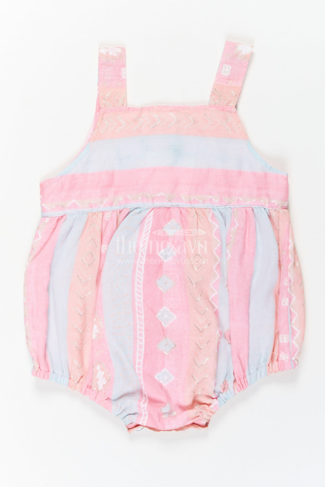 The Nesavu Baby Rompers/Onesies Baby Summer Rompers in Cotton Blend with Bird Appliqué and Soft Pastel Colors Nesavu Nesavu Baby Summer Rompers Cotton Blend Bird Appliqu Adjustable Straps