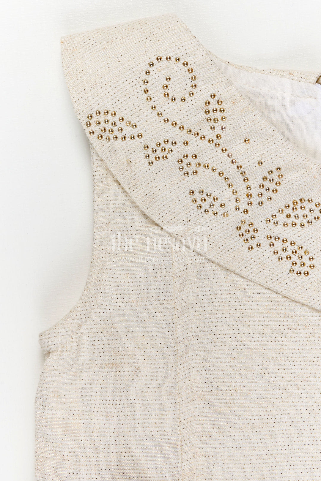 The Nesavu Girls Fancy Frock Bacchon Ki Dress Cream Girls Fancy Frock in Cotton Satin with Pleated Panels and Glitter Bow Accents Nesavu Nesavu Bacchon Ki Dress Cream Girls Frock Cotton Satin Glitter Bows Elegant Pleats